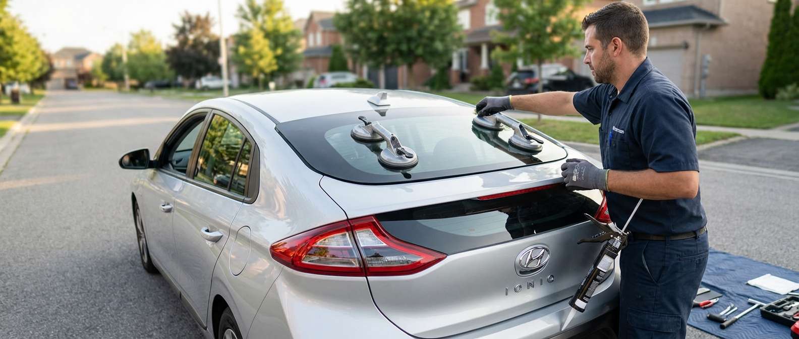 Back Glass Replacement for Hyundai IONIQ Electric/Hybrid 2017-2022 by Alexwindshield