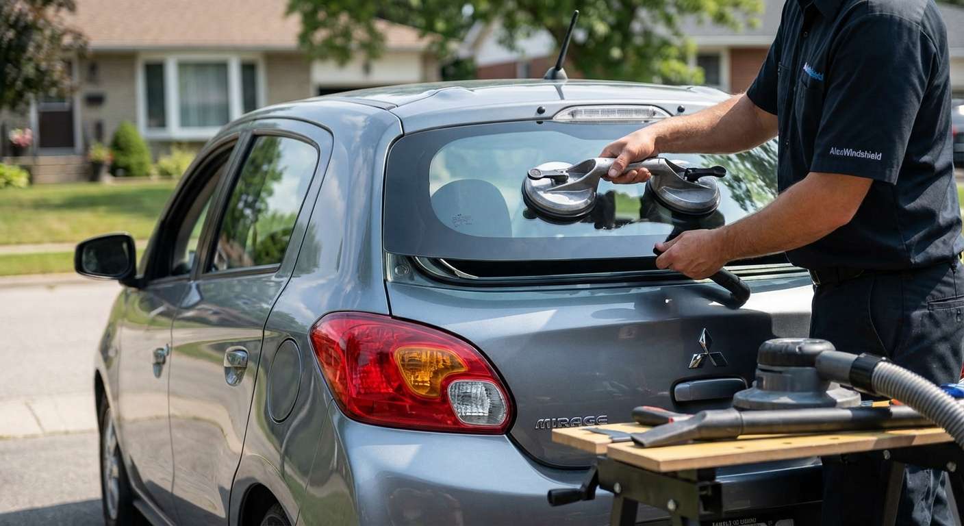 Back Glass Replacement for Mitsubishi Mirage 2014-2024 by Alexwindshield