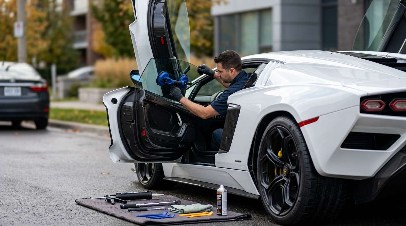 Door Glass Replacement for Lamborghini Countach LPI 800-4 2022 by Alexwindshield