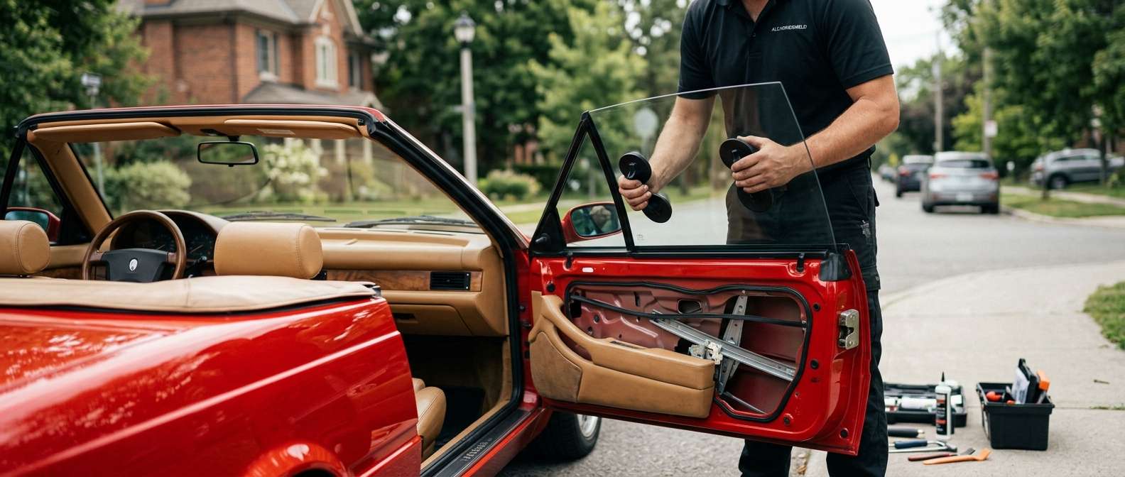 Door Glass Replacement for Maserati Spyder (Biturbo Era) 1984-1994 by Alexwindshield