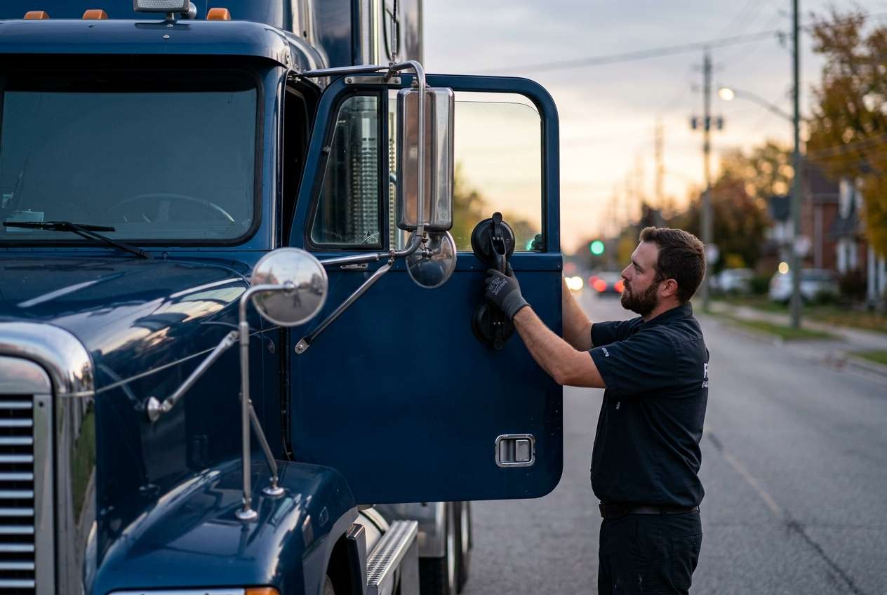 Door Glass Replacement for Freightliner FLD 120 1987-2003 by Alexwindshield