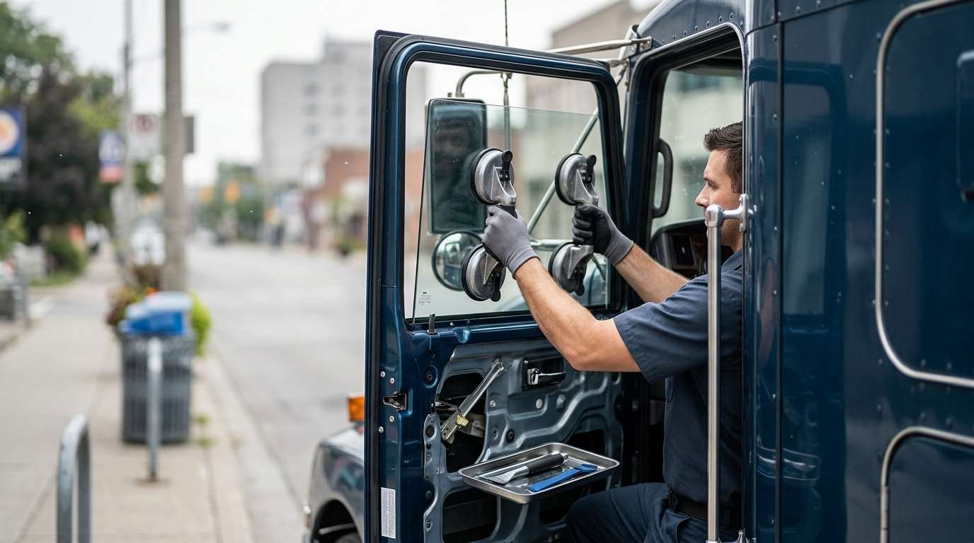 Door Glass Replacement for Kenworth T600 1985-2011 by Alexwindshield